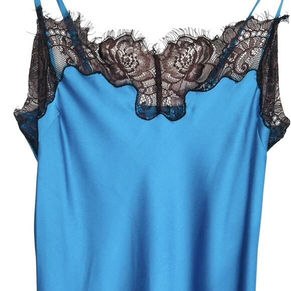 Y2k Fairy Silky Lace Slip Dress Midi Slit Women Size 4 Romantic Sultry Goth Glam - Picture 4 of 13